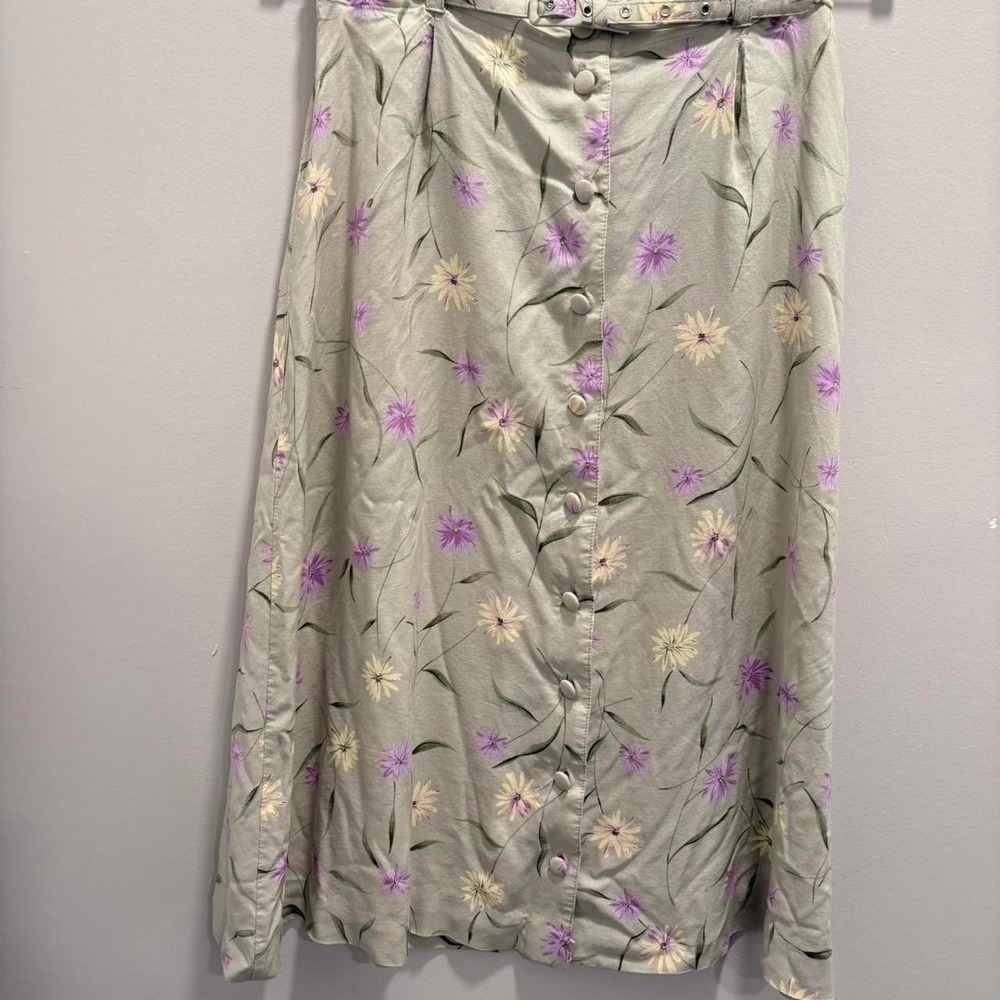 Vintage Sag Harbor Floral Belted Midi Skirt, Medium - Picture 8 of 8